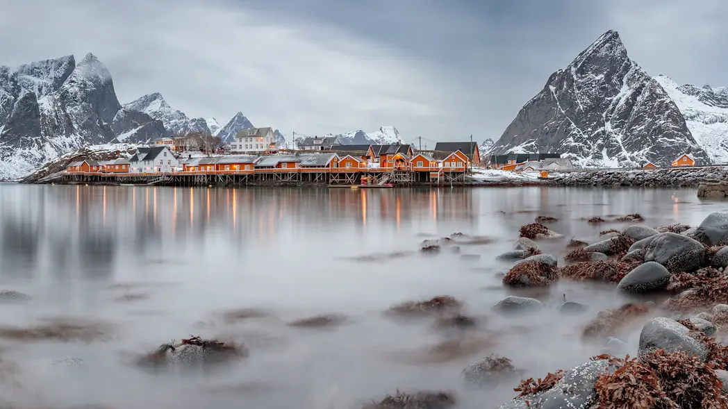 Long exposure panoramic view of Hamnøy’s during a guided photography trip
